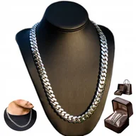 Naszyjniki męskie - Łańcuszek Naszyjnik Męski Srebrny Gruby 9mm Łańcuch Na Prezent Kubański - miniaturka - grafika 1