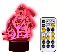 Wyposażenie pokoiku dziecięcego - Lampka nocna 3D LED STRAŻAK STRAŻ USB + PILOT - miniaturka - grafika 1