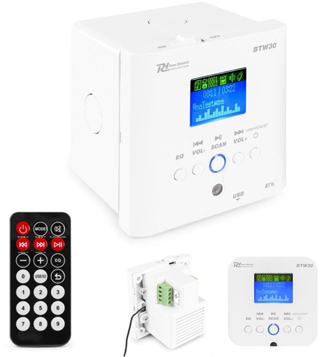 Power Dynamics Ścienny odtwarzacz audio ze wzmacniaczem bluetooth USB FM 2x15W BTW30 one size