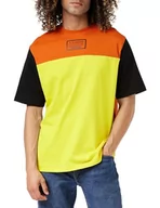 Bluzy męskie - Armani Exchange Męska bluza polo oversized Heavy Jersey Logo Colorblock Jumper, żółty/pomarańczowy/czarny, XL - miniaturka - grafika 1