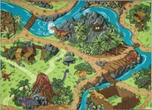 Dywany dla dzieci - DYWAN REBEL ROADS Dino World 29 Dinozaury, dla dzieci antypoślizgowy - szary / zielony wielokolorowy 140x200 cm - miniaturka - grafika 1