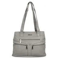 Torebki damskie - Torebka Damska Na Ramię Shopper Bag firmy Hernan 8006 Jasno Szara - miniaturka - grafika 1