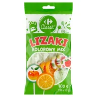 Gumy do żucia, lizaki, dropsy - Carrefour Classic Lizaki kolorowy mix 100 g (10 x 10 g) - miniaturka - grafika 1