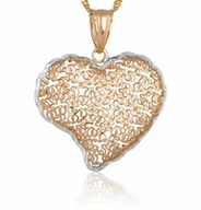 Zestawy biżuterii dla kobiet - Murrano Złoty Komplet 333 Łańcuszek z Zawieszką Ażurowe Serce Grawer ZZ-142_SIN-333-1MM - miniaturka - grafika 1