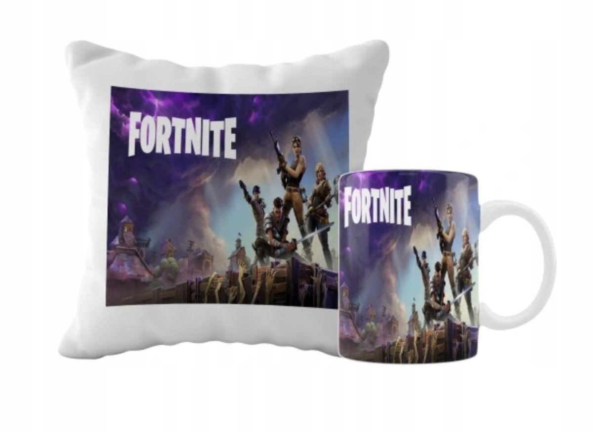 ZESTAW PODUSZKA + KUBEK Prezent FORTNITE GRA DLA GRACZA + IMIĘ 2