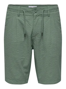 Only & Sons Szorty materiałowe Leo 22028301 Zielony Regular Fit - Spodenki męskie - miniaturka - grafika 1