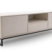 Szafki RTV - Szafka RTV GENUA beżowa z czarnym stelażem, szufladą i półką na sprzęt – nowoczesna i funkcjonalna - miniaturka - grafika 1