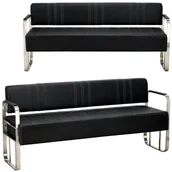 Sofy i kanapy - Sofa kanapa do salonu poczekalni gabinetu dwuosobowa srebrna rama - miniaturka - grafika 1