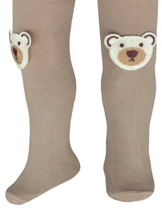Dziecięce rajstopki bawełniane z misiem beżowe Milusiem r.80/86 - Skarpetki damskie - miniaturka - grafika 1