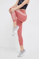 Legginsy - adidas Performance legginsy treningowe Optime Trainicons damskie kolor różowy z nadrukiem - miniaturka - grafika 1