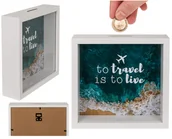 Skarbonki - Skarbonka drewniana z okienkiem - To travel is to live - miniaturka - grafika 1
