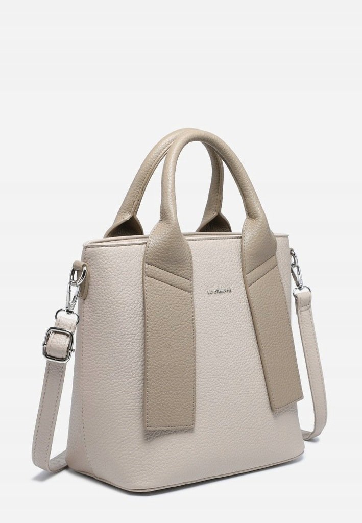 Modna Stylowa Shopperka Torebka Damska LUIGISANTO Torba Beżowa Skóra Eko