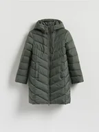 Płaszcze damskie - Reserved - Pikowany płaszcz - zielony - miniaturka - grafika 1