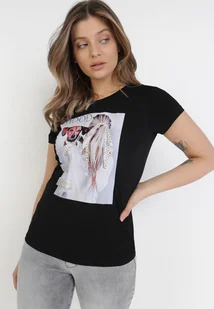 Czarny T-shirt Nesaliria - Koszulki i topy damskie - miniaturka - grafika 1