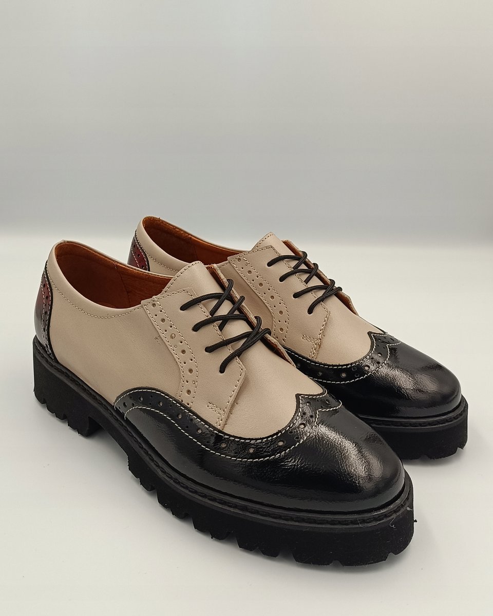 STYLOWE PÓŁBUTY DAMSKIE MARKI PULSO r. AF-1264 CZARNY NAPLAK+BEŻ WŁOSKI 36