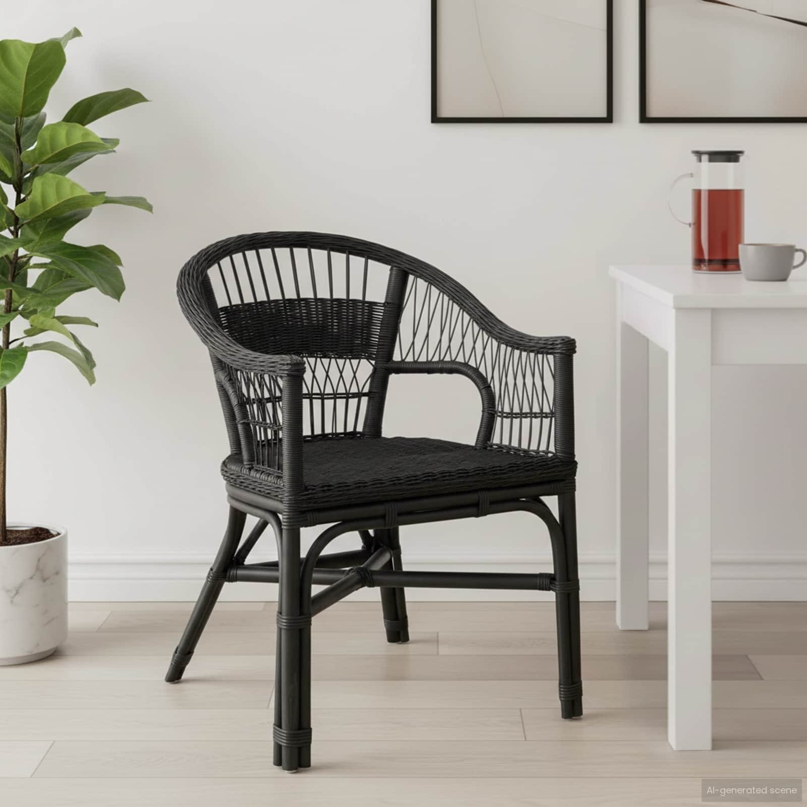 vidaXL Krzesło składane Czarny 60 x 60 x 81 cm rattan 42033213