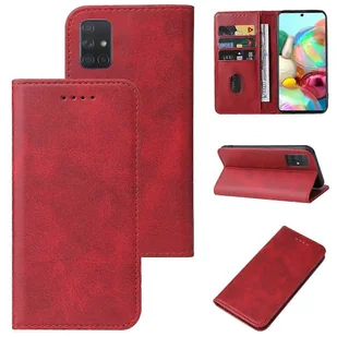 Do Samsung Galaxy A71 4G Skórzane etui na telefon z magnetycznym zamknięciem Czerwony - Etui i futerały do telefonów - miniaturka - grafika 1