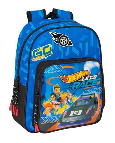 Safta HOT WHEELS LET'S RACE - Plecak szkolny dla dzieci w różnym wieku, wygodny i wszechstronny, jakość i wytrzymałość, 27 x 10 x 33 cm, Niebieski/czarny, M, Casual