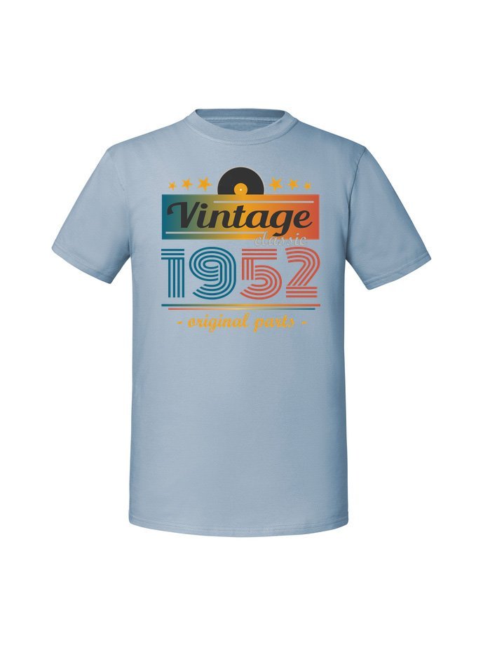 Męska koszulka z nadrukiem -1952 Vintage classic + rok 1952 v1 Mineralny Błękit XXL