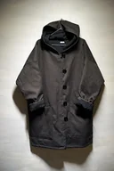 Płaszcze damskie - Kurtka,krótki płaszcz z tweedu bawełnianego z kapturem - miniaturka - grafika 1