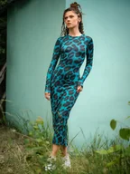 Sukienki - Dopasowana sukienka - Selena Deep Tropic - miniaturka - grafika 1