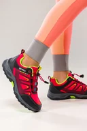 Buty trekkingowe damskie - Czerwone buty trekkingowe damskie buty sportowe na bieżnikowanej podeszwie z regulowaną elastyczną sznurówką czarne wstawki softshell Casu 2213-3W - miniaturka - grafika 1