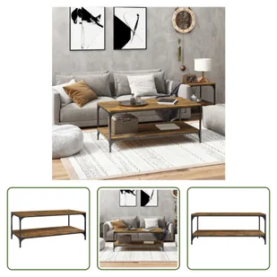 The Living Store stolik kawowy dąb wędzony 80x50x40 cm materiał drewnopochodny - Ławy i stoliki kawowe - miniaturka - grafika 1