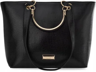 Duża Torebka Monnari Klasyczna Torba Damska Łódka Shopper Aktówka Czarna A4 - Torby i wózki na zakupy - miniaturka - grafika 1