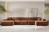 Narożniki - Sofa w kształcie U PULA narożnik 462cm tkanina Perfect Harmony pomarańczowy - miniaturka - grafika 1