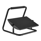 Podnóżki, podpórki, podkładki - Podstawa ergonomiczna pod nogi, możliwość wyprostowania nóg, czarny, stal, 25 kg nośność, Powerton, regulowana wysokość - miniaturka - grafika 1