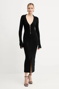 Patrizia Pepe sukienka kolor czarny midi dopasowana 8A1510 K270 - Sukienki - miniaturka - grafika 1