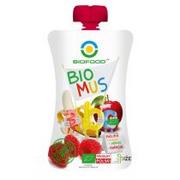 Konfitury, marmolady, powidła - BIO FOOD MUS MALINOWO - BANANOWO - JABŁKOWY BIO 90 g - BIO FOOD - miniaturka - grafika 1