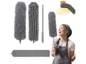 Miotły, szufle, mopy - Szczotka Teleskopowa Miotełka Do Kurzu Długa 3 Wymienne Końcówki - miniaturka - grafika 1