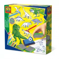 Dinozaury Zestaw Pieczątek Z Kredkami - - Gry planszowe - miniaturka - grafika 1