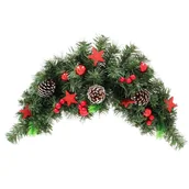 Ozdoby bożonarodzeniowe - Stroik świąteczny zielony z czerwonymi dodatkami girlanda sztywna gęsta 60 cm - miniaturka - grafika 1