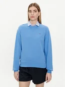 Bluzy damskie - Tommy Hilfiger Bluza Flag WW0WW41246 Niebieski Regular Fit - miniaturka - grafika 1
