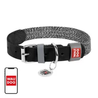 Obroże dla psów - Obroża dla psa z naturalnej skóry i materiału recyklingowego z kodem QR Waudog rozmiar S, szer. 15 mm, czarna Waudog - miniaturka - grafika 1