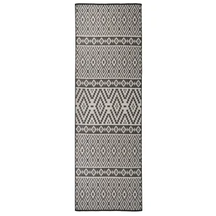 vidaXL Dywan zewnętrzny o płaskim splocie, 80x250 cm, czarne pasy - Dywany zewnętrzne - miniaturka - grafika 1