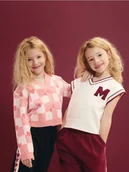 Swetry dla dziewczynek - Reserved - Kamizelka swetrowa z naszywką - złamana biel - miniaturka - grafika 1