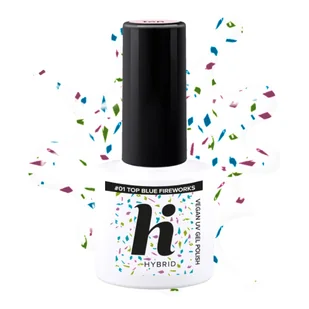 Hi Hybrid Top No Wipe Blue Fireworks 5ml 5 ml - Lakiery do paznokci - miniaturka - grafika 1