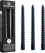 Świece - ZESTAW 3x SKRĘCONA ŚWIECZKA ŚWIECA NIEBIESKIE OZDOBNE ŚWIECZKI PARAFINOWE - miniaturka - grafika 1