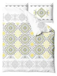 Zaratex Pościel satynowa 160x200 Sunshine Glamour biała żółta szara ornamenty orientalna Home Satin 1 - Pościel - miniaturka - grafika 1