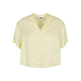 Koszule damskie - Urban Classics Damska koszula damska Viscose Satin Resort Shirt, krótki rękaw, damska koszula dostępna w 3 kolorach, rozmiary XS - 5XL, Softyellow, 4XL - grafika 1