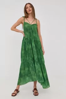Sukienki - Patrizia Pepe sukienka kolor zielony maxi rozkloszowana - grafika 1