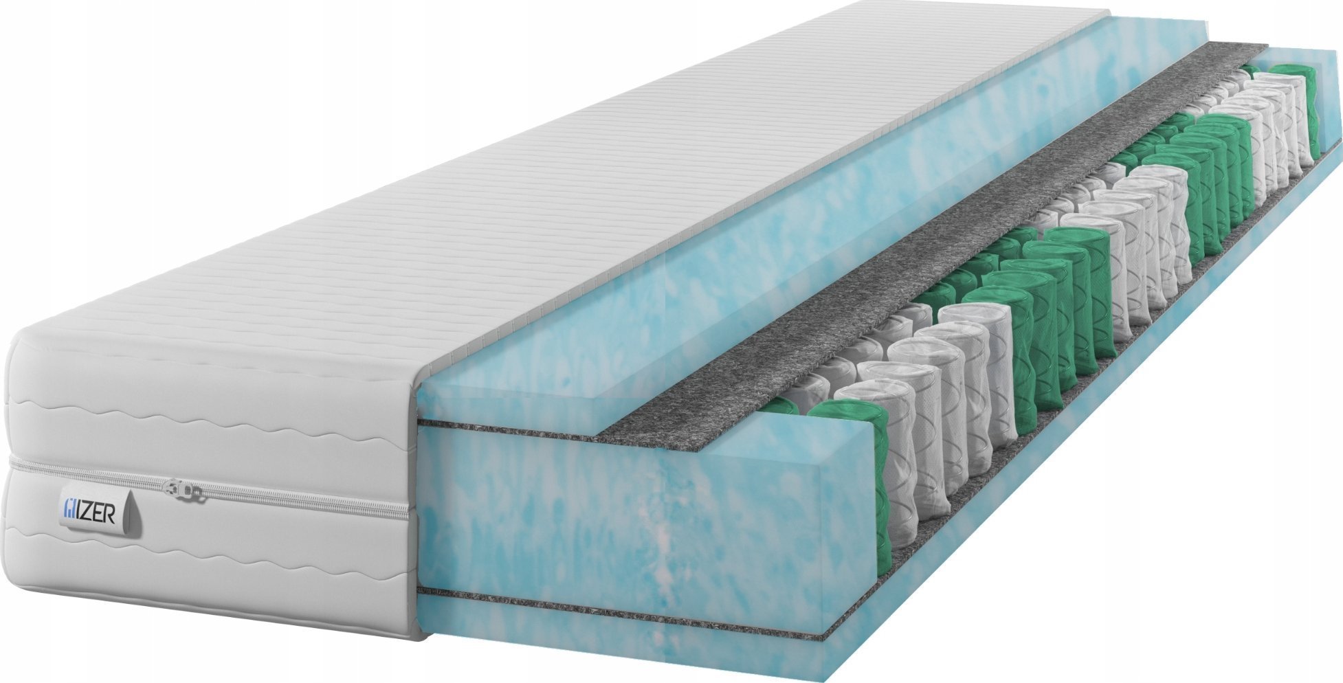 Materac sprężynowy Aqua GOLD 80x190 20cm Dwustronny H2/H3 7 stref Rdzeń ze sprężyn kieszeniowych Pikowany pokrowiec
