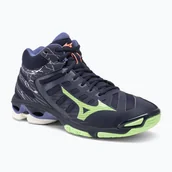 Buty sportowe męskie - Buty do siatkówki Mizuno Wave Voltage Mid evening blue/tech green/lolite - miniaturka - grafika 1