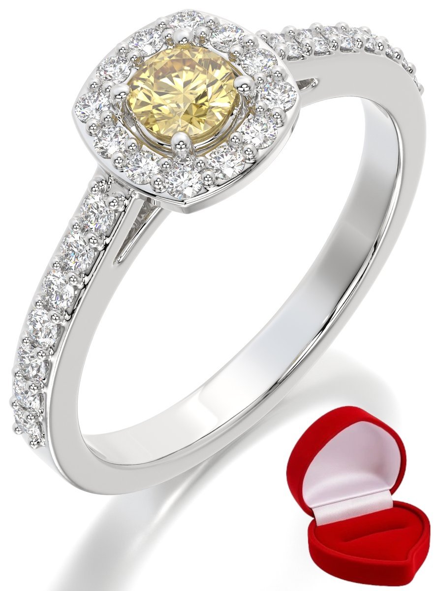 ZŁOTY PIERŚCIONEK ZARĘCZYNOWY 585 14k SZAFIR 0,19 ct BIAŁE ZŁOTO R25