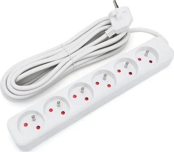 Listwa zasilająca Aigostar Listwa zasilająca na 6 gniazd typu francuskiego bez przełącznika 5 Listwa zasilająca na 6 gniazd typu francuskiego bez przełącznika 5