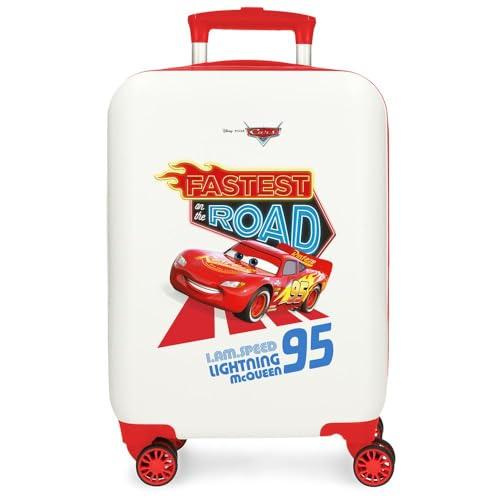 Joumma Disney Cars Good Mood Walizka kabinowa biała 33 x 50 x 20 cm sztywne tworzywo ABS boczne zapięcie szyfrowe 28,4 L 2 kg 4 koła podwójny bagaż ręczny, biała, walizka kabinowa