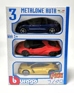 Samochody i pojazdy dla dzieci - BBURAGO Zestaw 3 metalowych aut 1:43 3-pack 3105 - miniaturka - grafika 1